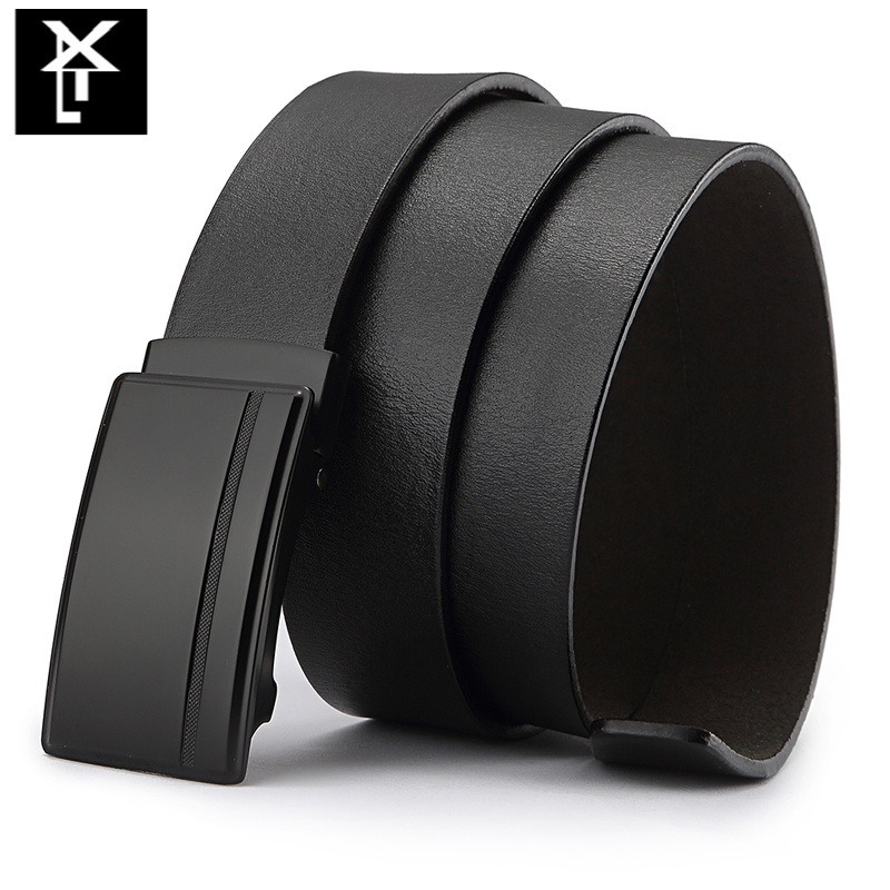 男士滚轴无牙自动扣皮带真皮单层牛皮裤带无孔无卡皮带35cm