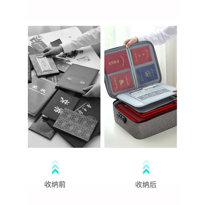 家柏饰(CORATED)收纳包家用收纳盒多功能家庭收纳文件证户口本包