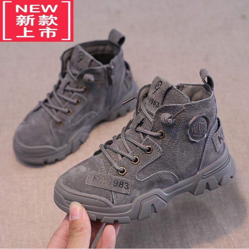 可莉允男童马丁靴2022秋冬新款加绒儿童靴雪地男孩棉鞋防滑短靴软底图片