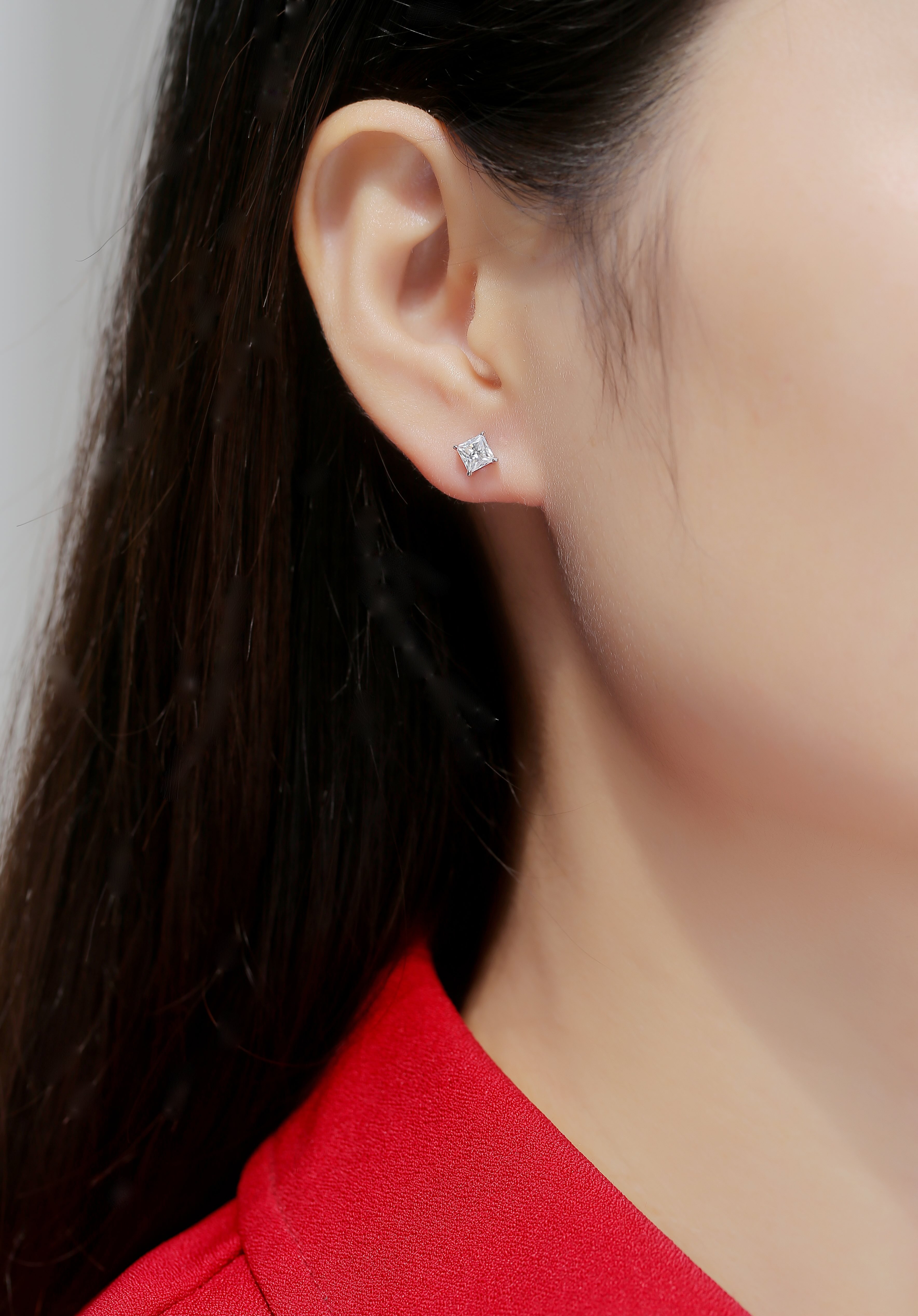 玖钻珠宝 925 银耳饰 小方形耳饰 时尚简约耳钉E11470-5.0高清大图