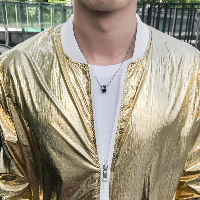 2018夏装防晒衣男薄外套青少年金银薄款夹克防晒衣男个性青年帅气