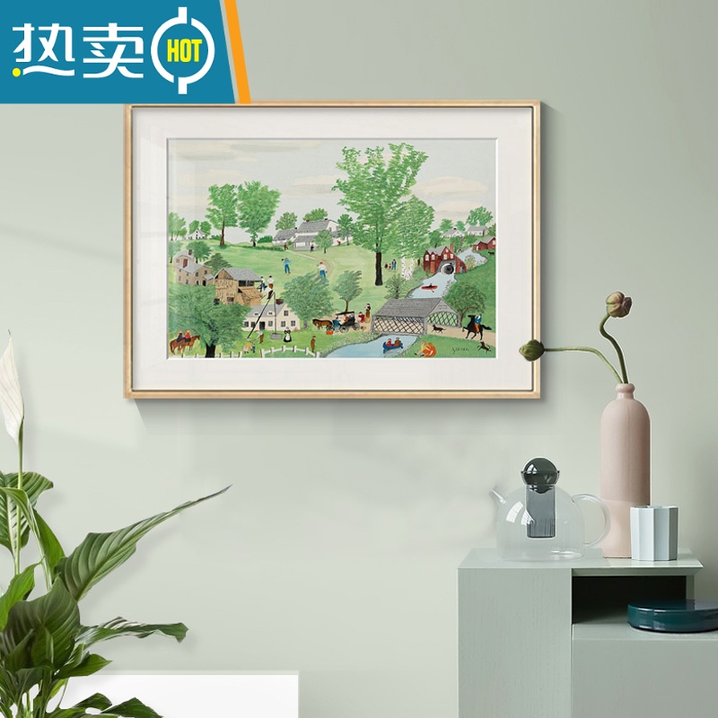 敬平摩西奶奶挂画小清新风景美式田园餐厅正方形卧室系装饰画壁画装饰画高清大图