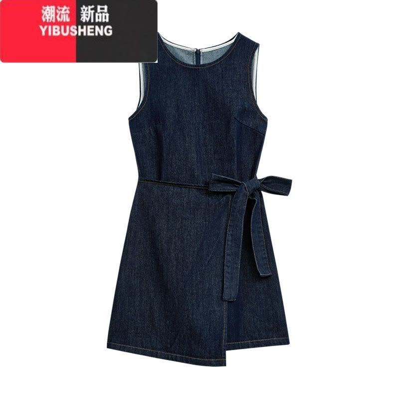 YIBUSHENG小个子无袖牛仔背心连衣裙子女季2024新款茶歇法式收腰气质短裙图片