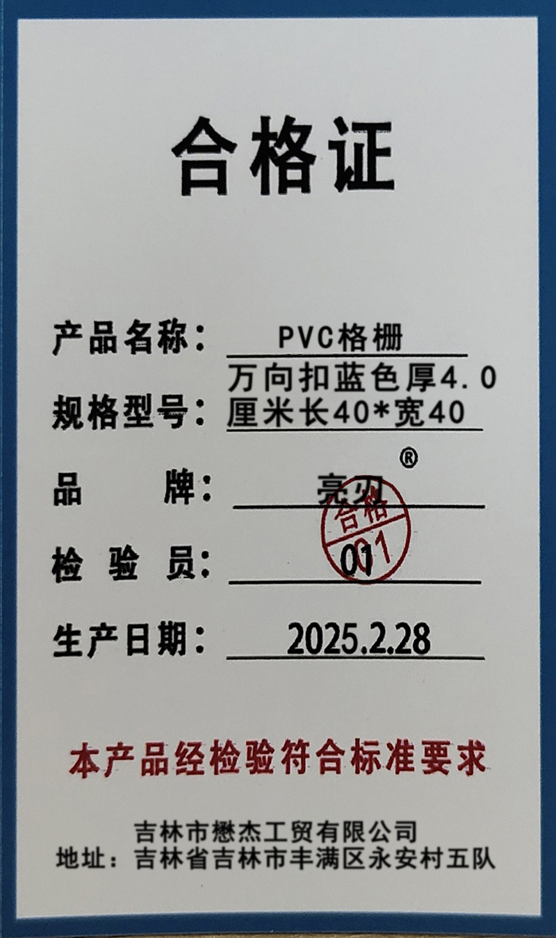 亮刃 PVC格栅 万向扣蓝色厚4.0厘米长40*宽40 块高清大图