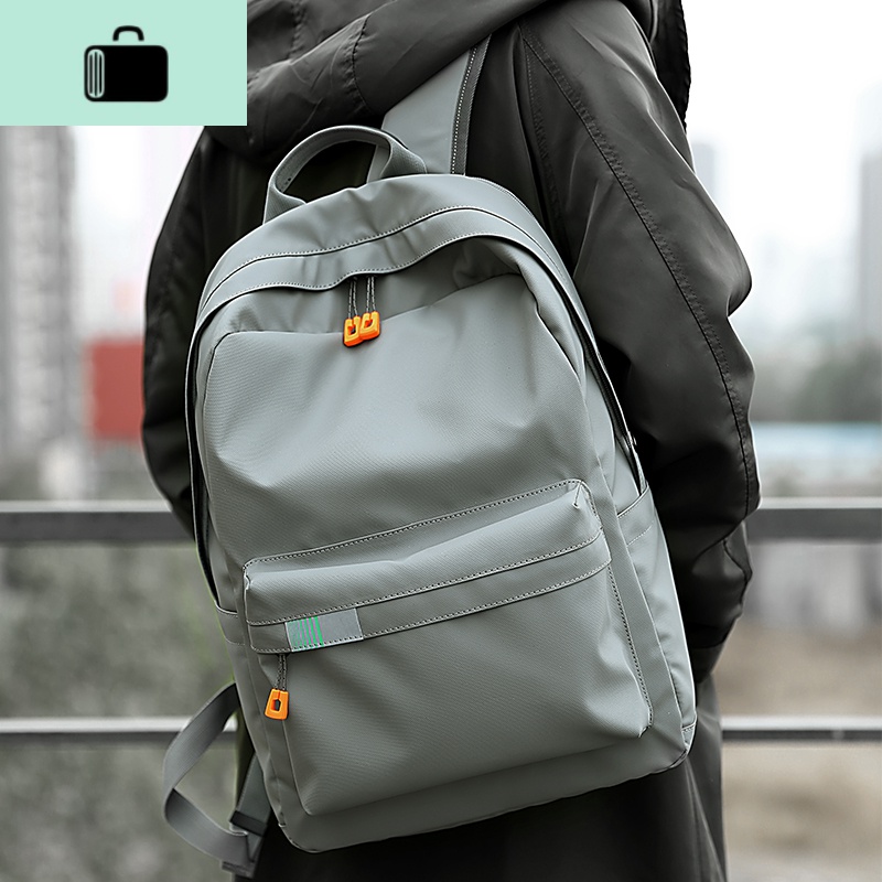 2020新款双肩包男士旅行休闲书包中学生初中生潮大学生电脑背包男NEW LAKE 简约充电款时尚灰高清大图