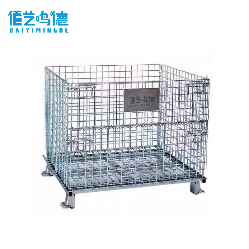 佰艺鸣德折叠仓储笼网格金属堆垛折叠铁框蝴蝶笼 1m个高清大图