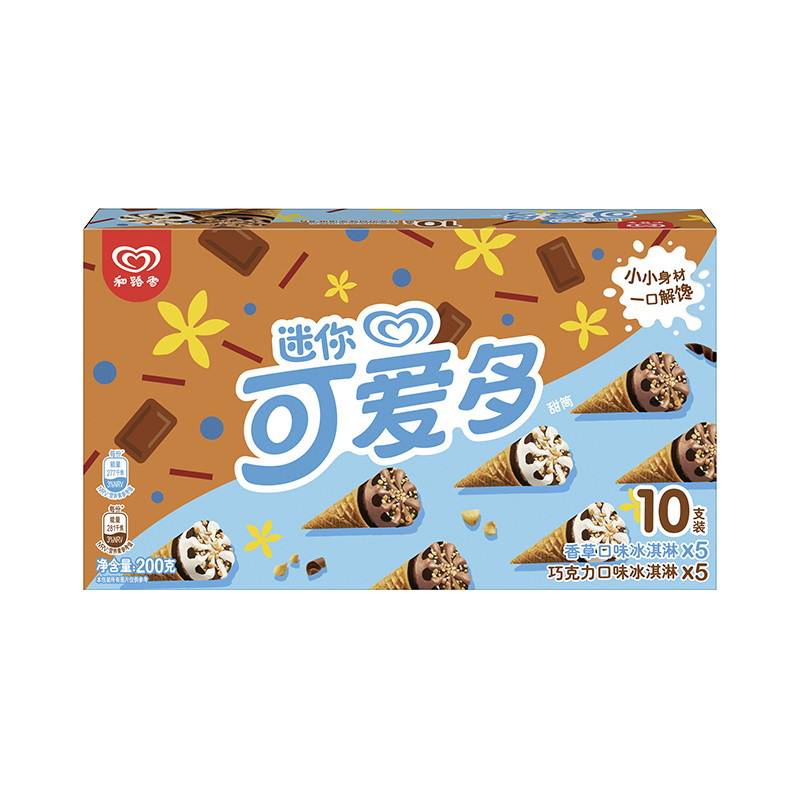 迷你可爱多香草巧克力口味冰淇淋200g10只装