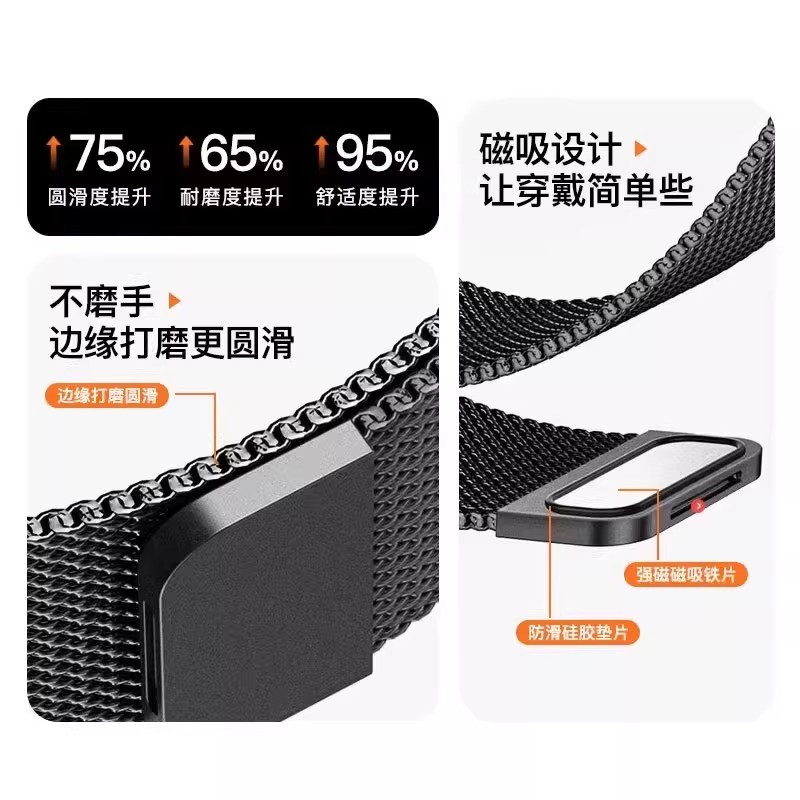 【浓眉小狗】适用小米手环10表带9/8陶瓷款NFC表带链7654智能3表环十九代替换腕带编织磁吸女生配件3139y高清大图