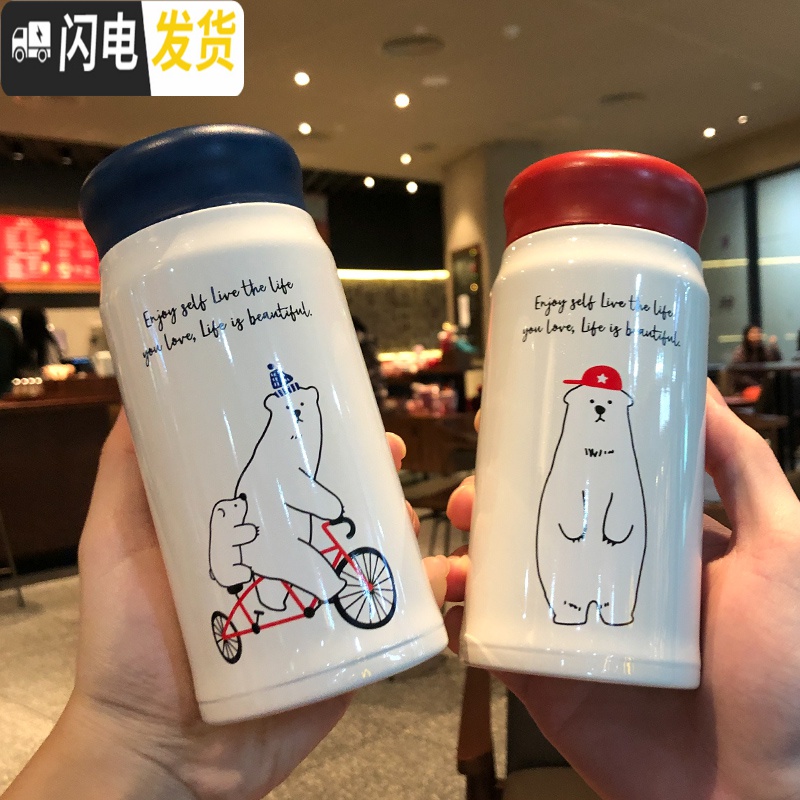 三维工匠保温杯可爱创意萌水杯女韩国清新网红学生简约不锈钢杯子个性潮流 红色红帽熊500高清大图