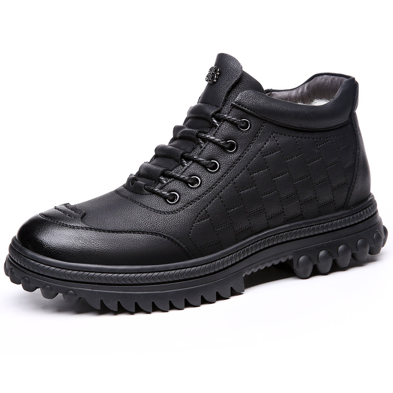 2024新款高帮棉鞋男士冬季真皮休闲鞋加绒防滑老人保暖爸爸拖鞋高清大图