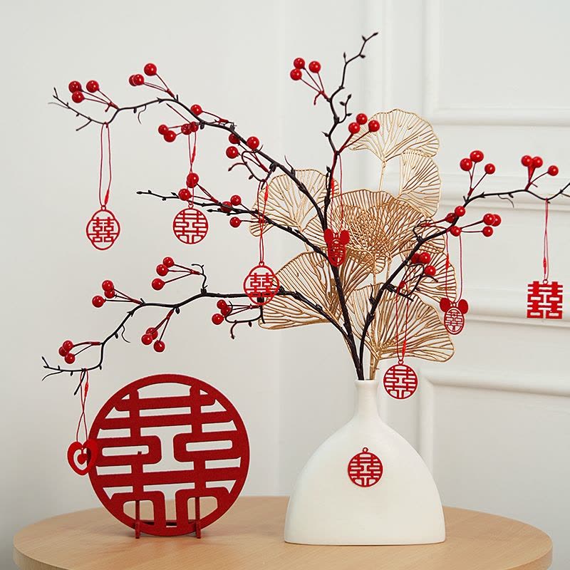 法耐(FANAI)订婚结婚小摆件红果仿真盆栽场景布置婚房客厅装饰品备婚用品图片