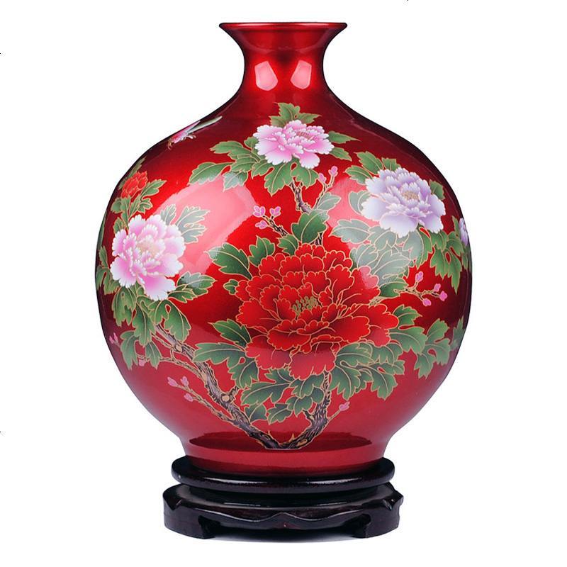 []景德镇陶瓷器 水晶釉花开富贵花瓶 客厅家居装饰品