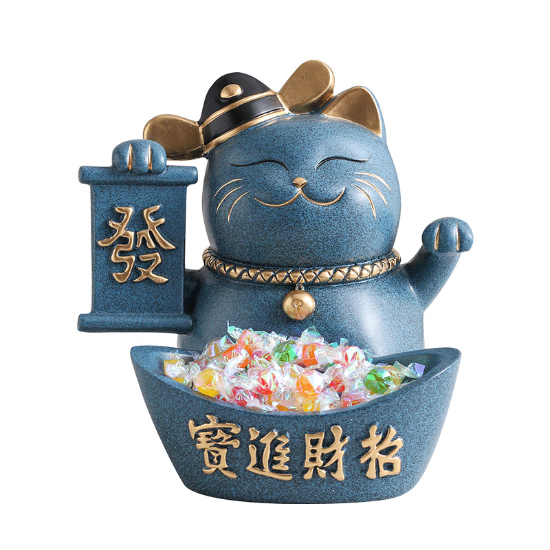 发财猫ins开业礼品创意新店铺二维码收银台大号储钱罐可爱猫 三维工匠 青[带蓝牙]+彩盒猫高清大图
