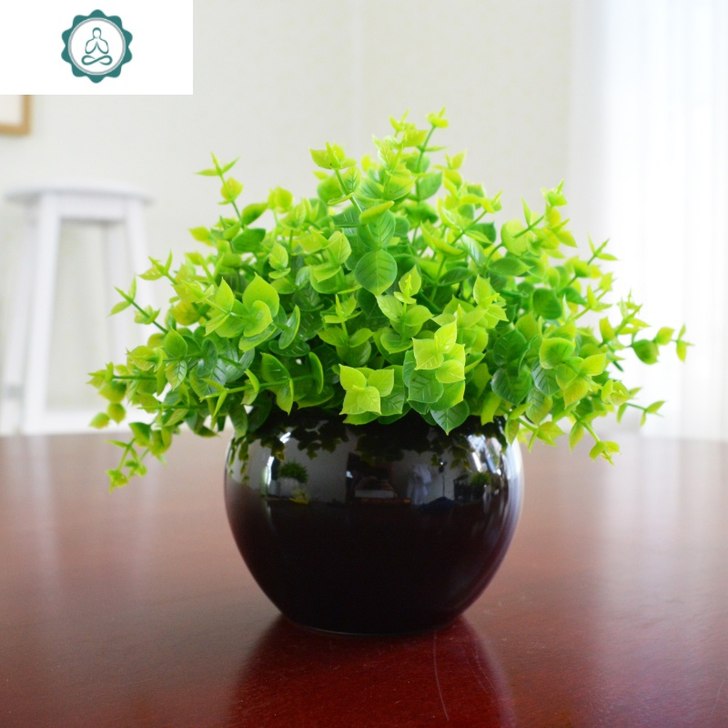仿真植物小盆栽景室内家居客厅装饰假绿植塑料假花米兰茶几摆设件 封后 米兰1号+黑瓷盆