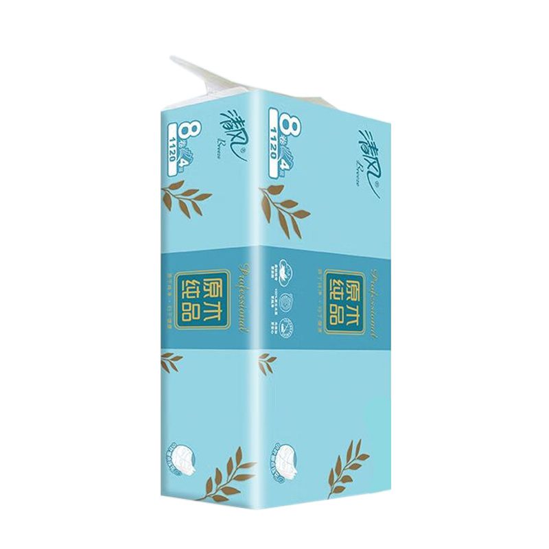 清风卫生卷纸小叶细点压花4层*140g*8卷B208AQ-1T