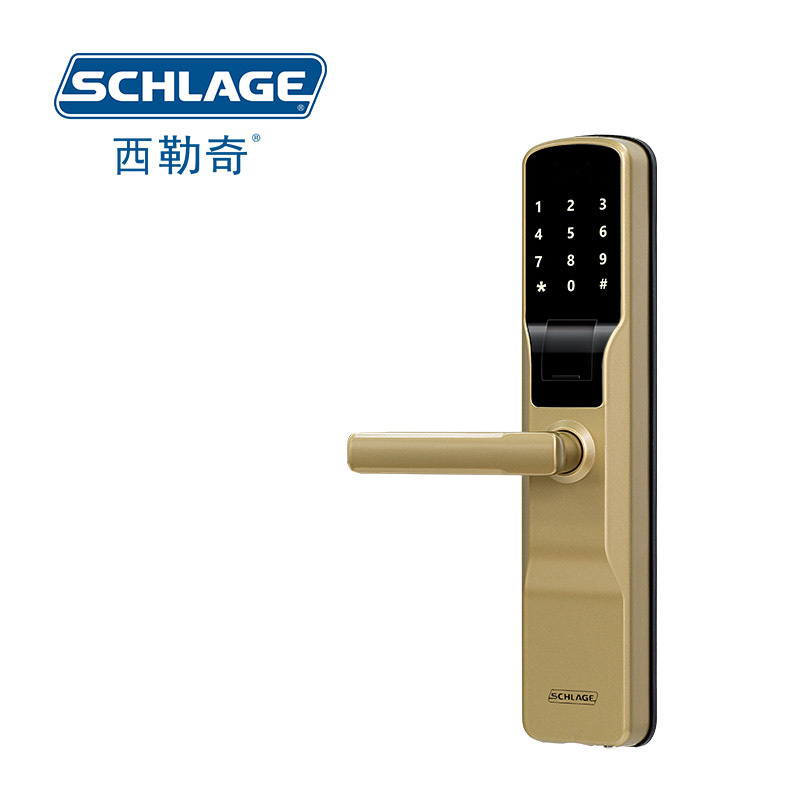 西勒奇（SCHLAGE） SE1201金色 智能锁 指纹锁 密码锁 防盗门锁 指纹密码锁 电子锁