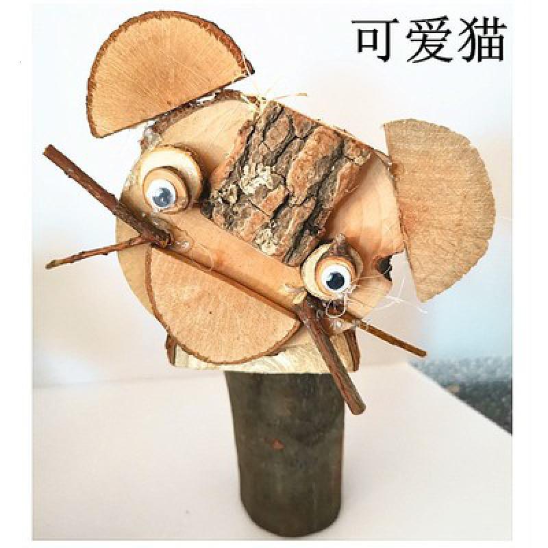 创意diy木片木柱木桩树枝金铂喜自然材料包幼儿园木艺工坊手工制作