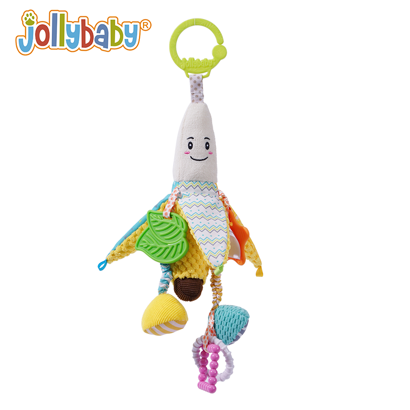 jollybaby婴儿车载玩具挂件新生儿摇铃推车玩具宝宝床铃1岁0-6月 香蕉安抚公仔