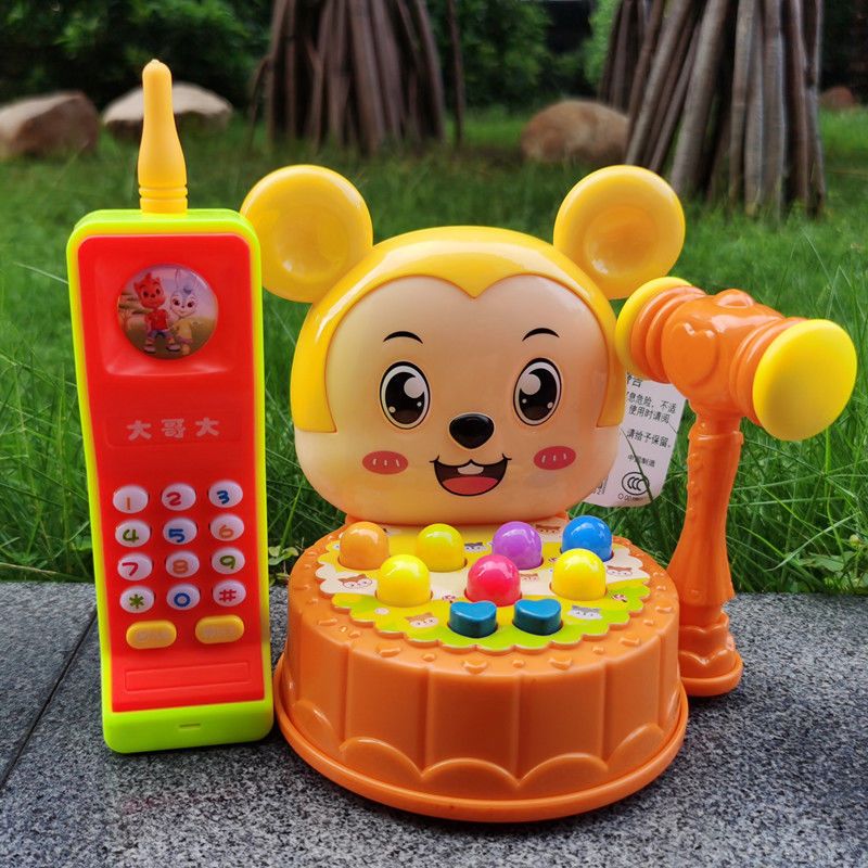 打地鼠玩具幼儿欢乐电动音乐敲打老鼠13岁宝宝益智早教游戏机黄色打