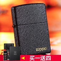打火机zippo正版礼物236黑裂漆美国原装正品新款黑裂漆芝宝商标 男士收藏礼品 磨砂哑漆 明铬 铜 黑色 彩印