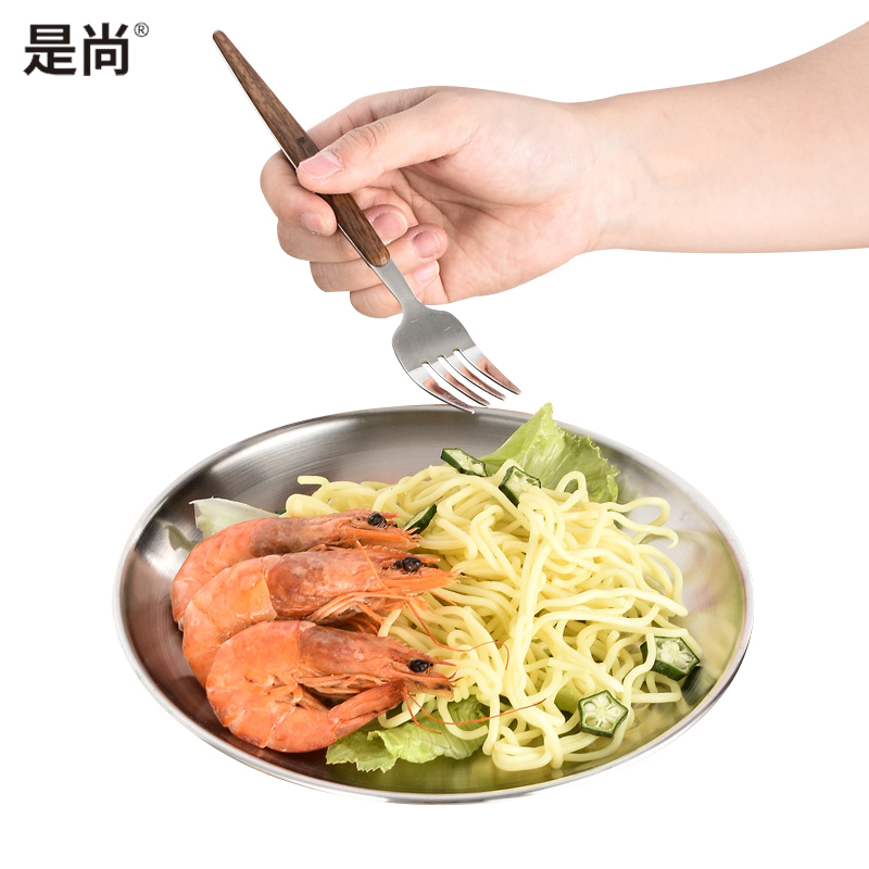 是尚 不锈钢圆盘子 厚平盘 菜碟