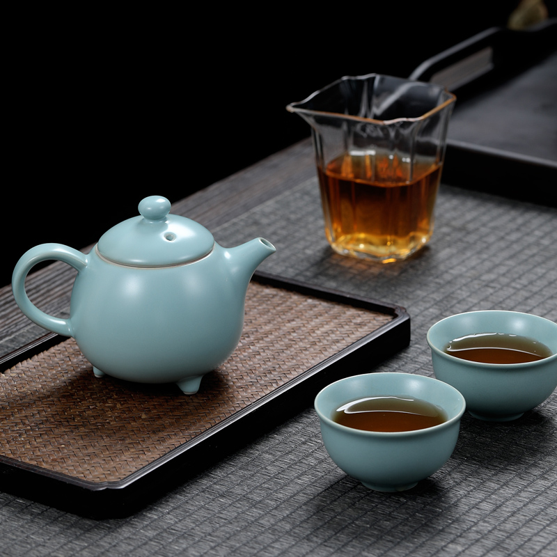 元青茶壶(MULTIPOTENT)汝窑茶壶开片可养陶瓷功夫茶具泡茶壶单壶 贵妃壶180ML高清大图