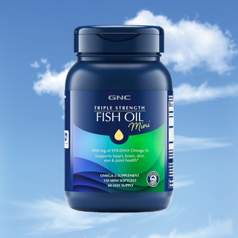 GNC健安喜美国三倍鱼油迷你软胶囊120粒成人无腥味深海鱼油小颗粒易吞服高含量高纯度支持脑眼健康调节三高中老年营养保健高清大图
