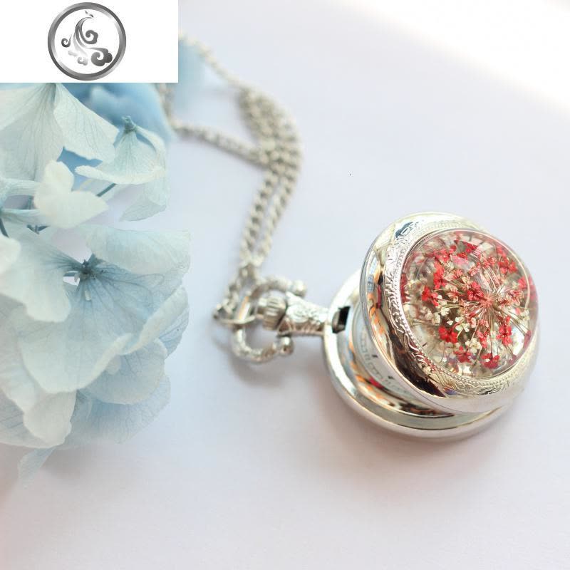 送女朋友满天星真花标本怀表翻盖项链毛衣链闺蜜生日毕业圣诞 JiMi图片
