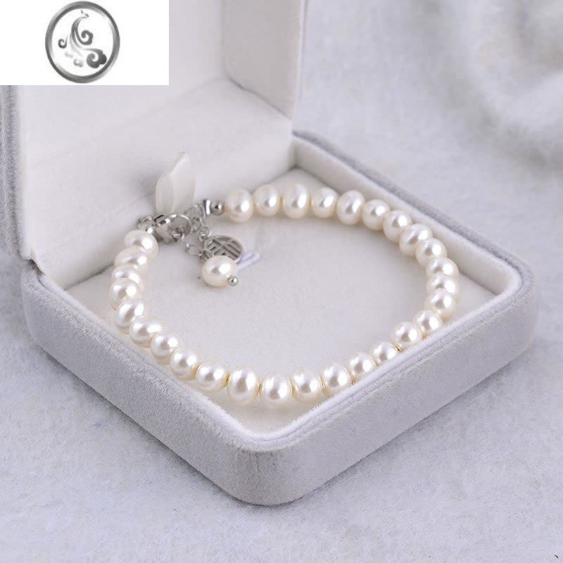 JiMi925银银福字珍珠手链ins小众设计闺蜜手串冷淡风夏手饰女轻奢网红图片