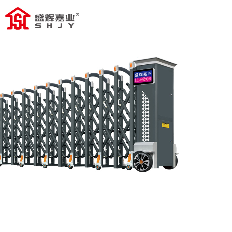 盛辉嘉业 智能电动伸缩门自动折叠不锈钢遥控工厂学校无轨电动大门高清大图