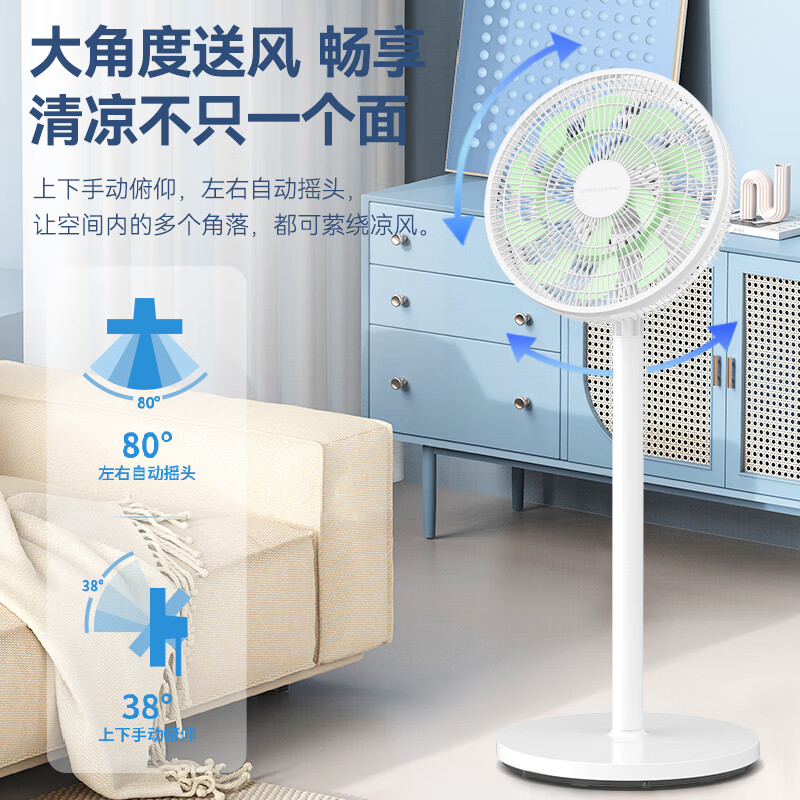 荣事达Royalstar智能静音落地扇FS12-301B大角度摇头强劲风力健康睡眠模式