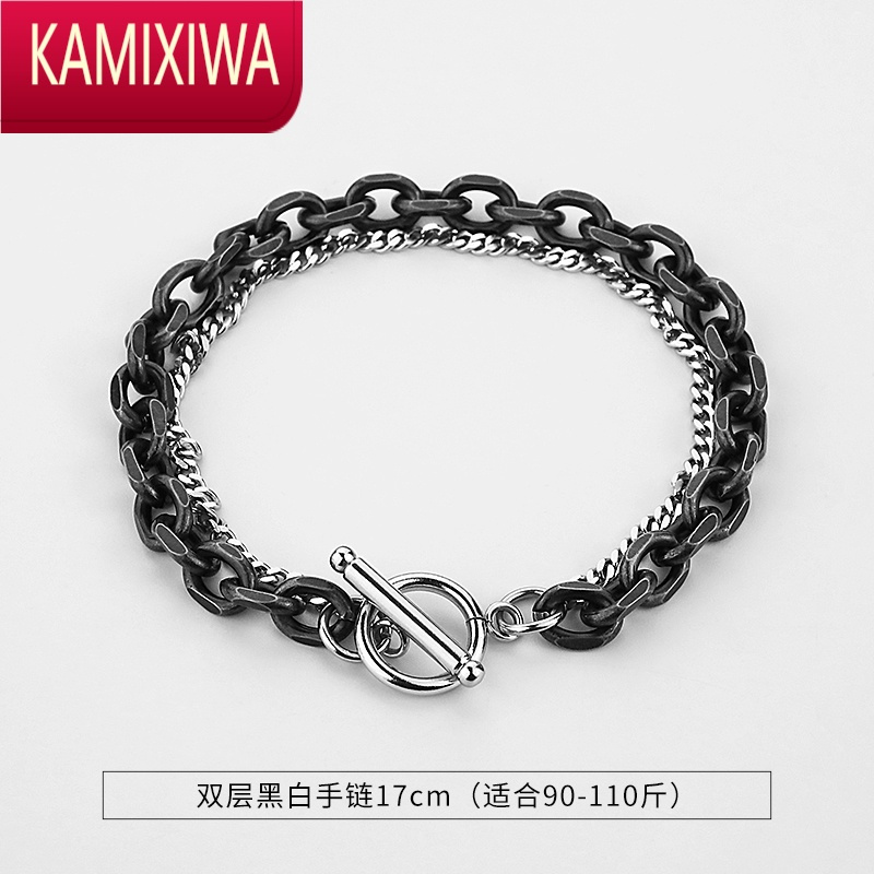 KAMIXIWA钛钢双层手链男潮单身ins小众设计个性简约男士手饰学生复古网红