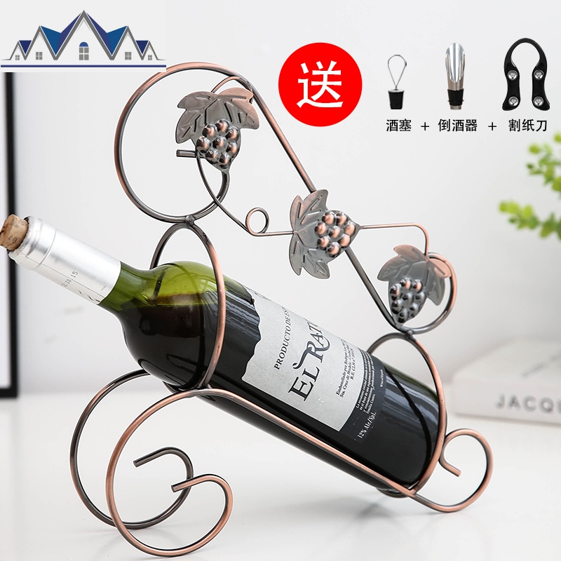 欧式红酒架家用葡萄酒架摆件红酒杯架倒挂个性创意高脚杯架酒瓶架 三维工匠收纳层架高清大图
