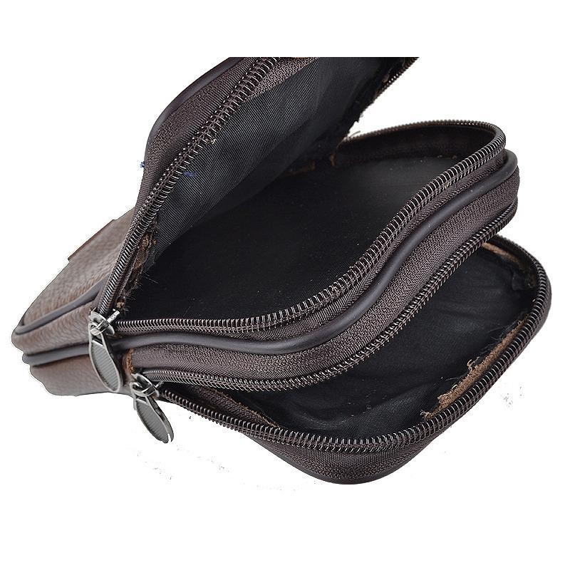 领头鸟腰包头层牛皮手机包竖款穿腰带包拉链腰包工作包零钱包男士挎包