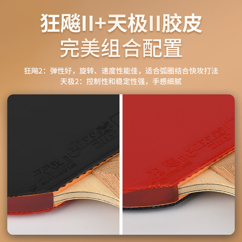 红双喜(DHS)金牌马龙02乒乓球拍训练比赛专业级明星乒乓球拍成品拍(横拍)