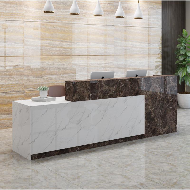 防大理石前台吧台前台桌收银台公司接待台迎宾台前台简约现代大气定制