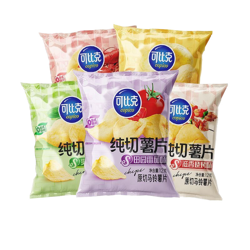 可比克纯切薯片袋装休闲膨化零食混合口味纯切薯片30g*10包