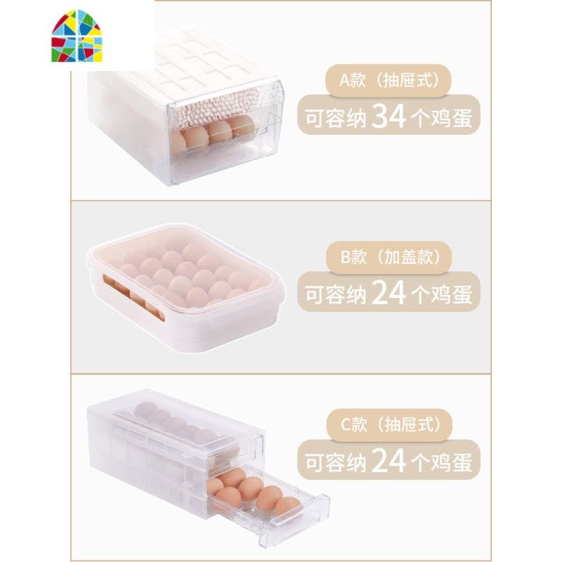 鸡蛋收纳盒家用厨房冰箱保鲜盒密封饺子盒冻饺子蛋托多格隔味防潮 FENGHOU图片