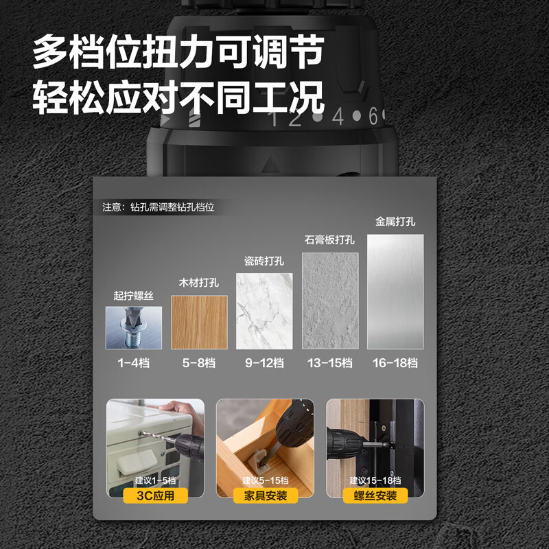 得力(deli)家用多功能锂电钻套装电动螺丝刀工具箱组合套装电工木工维修 85件套锂电钻套装-DL1085L高清大图