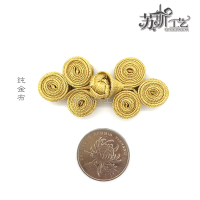 苏斯 盘扣扣子旗袍纽扣三轮中式复古民族风布料彩色手工编织辅料装饰 010B布 三轮 纯金布