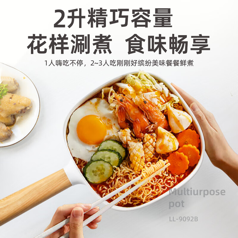 龙力 电炒锅多功能锅一体学生宿舍电火锅蒸煮煎炒锅泡面锅配蒸笼养生锅 龙力LL-9092B高清大图