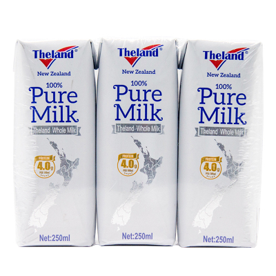 纽仕兰Theland 全脂高钙牛奶4.0g蛋白质（尝鲜装）250ml*3盒 新西兰进口