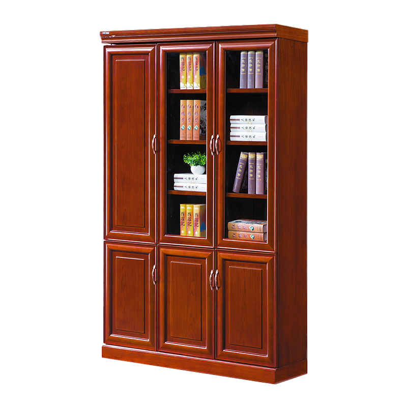 臻远ZY051425木质文件柜油漆贴木皮资料柜书柜 三门高清大图