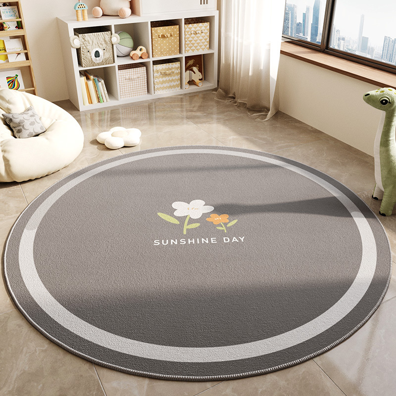 卡通儿童房圆形地垫家用学习椅子书房脚垫阅读区垫子卧室床边地毯