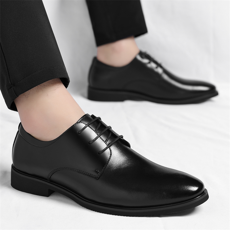 迪罗尼卡46码皮鞋男商务正装皮透气韩版系带英伦黑色冬季工作大码男鞋婚鞋高清大图