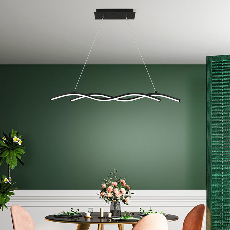 欧普照明/迷迭/线形餐吊灯几何现代线条简约创意艺术黑白餐饭厅桌灯CD高清大图