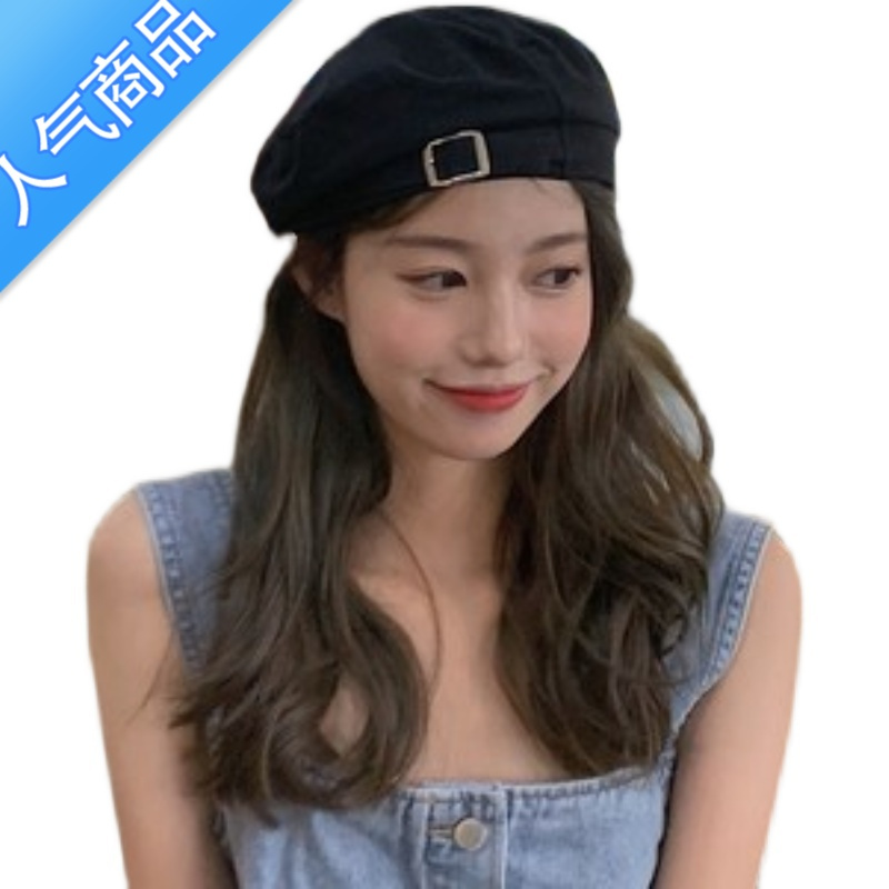 SUNTEK贝雷帽女春秋黑色ins潮薄款圆脸画家夏2020新款网红蓓蕾韩版帽子