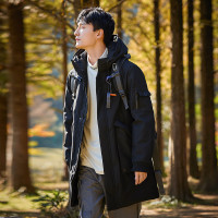 AYR901786-拓路者羽绒服男中长款学生连帽加厚冬季大衣保暖防风青年韩版外套