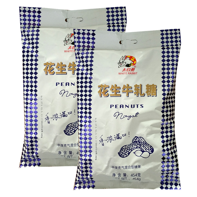大白兔WHITE RABBIT百花花生牛轧糖454g袋装结婚喜糖零食品高清大图