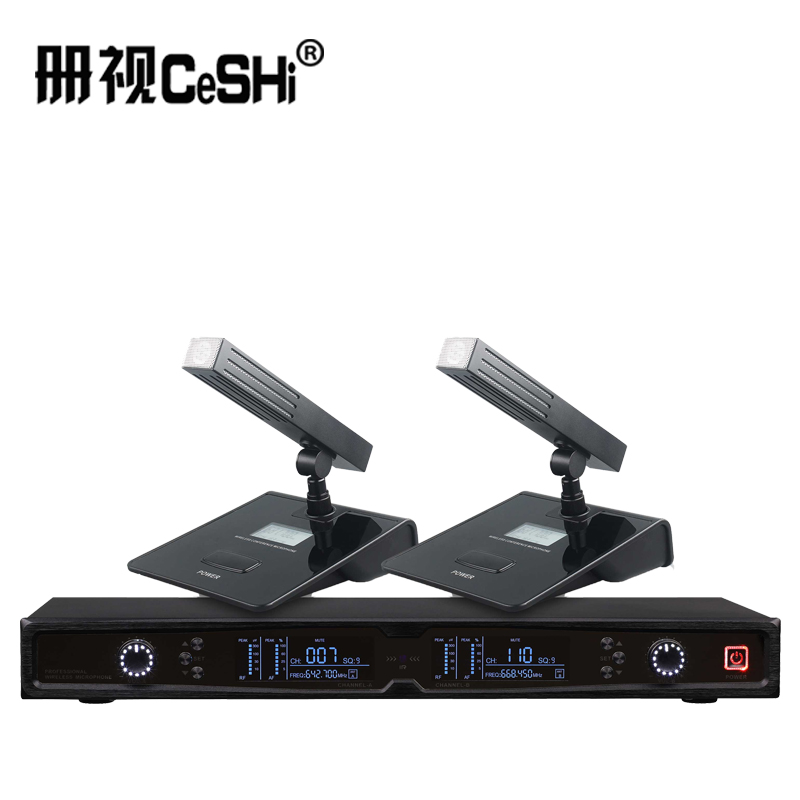 册视监控器材配件UHF无线麦克风一拖二配方杆会议鹅颈式话筒TP-8002套高清大图